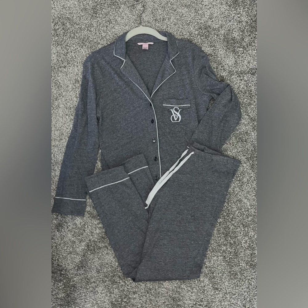 Victoria's Secret Gray Monogrammed Matching Pajama Set